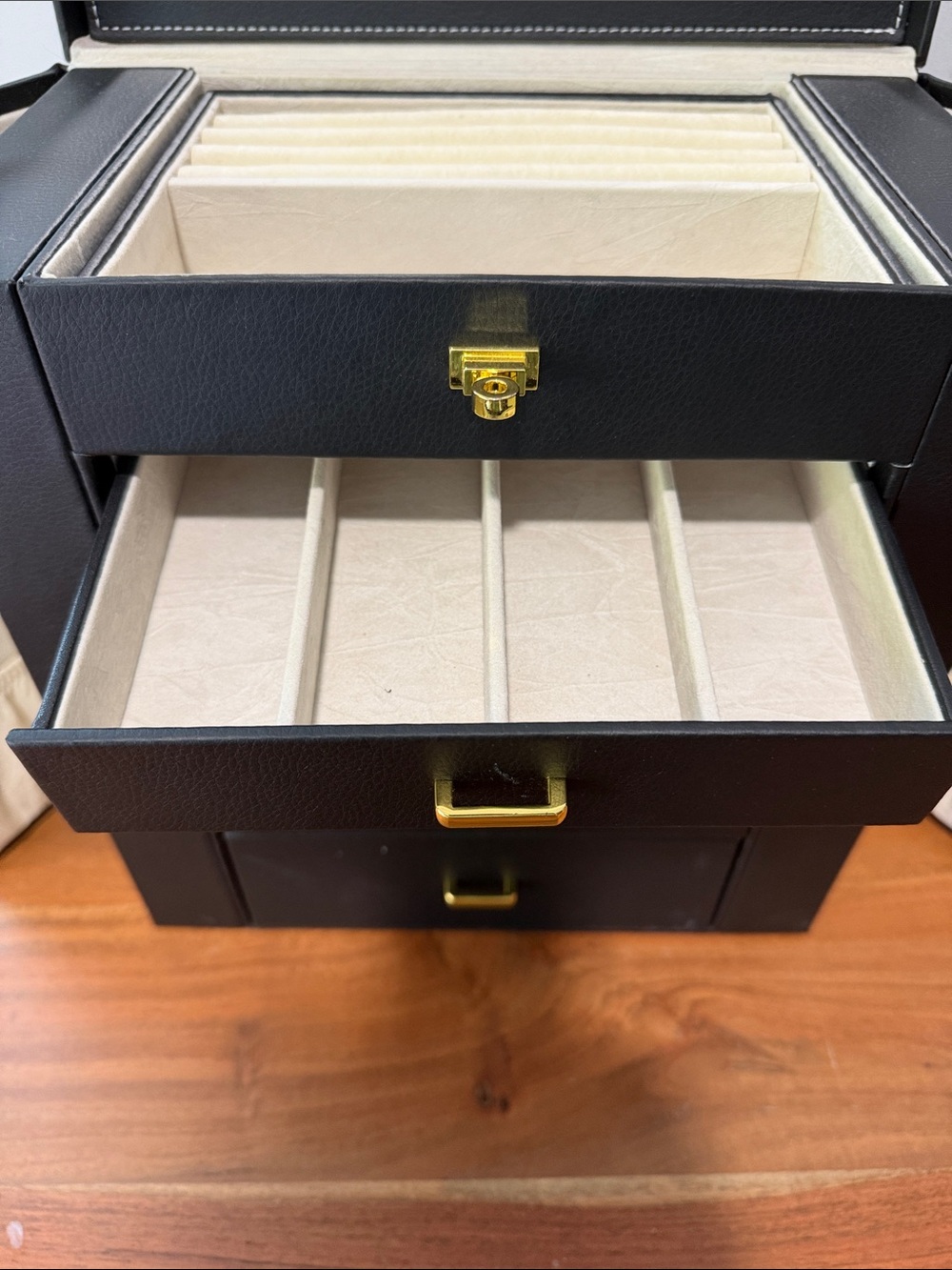 Black Jewelry Storage Chest with Gold Hardware Jewelry Box - Picture 8 of 16